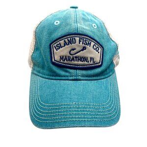 Island Fish Co. Marathon FL Legacy 92 Trucker Hat Embroidered Mesh Back Adj